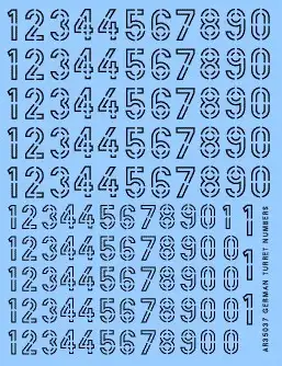 Archer Fine Transfers 35037B 1/35 German WWII Turret Numbers (Black Stencil Outline)