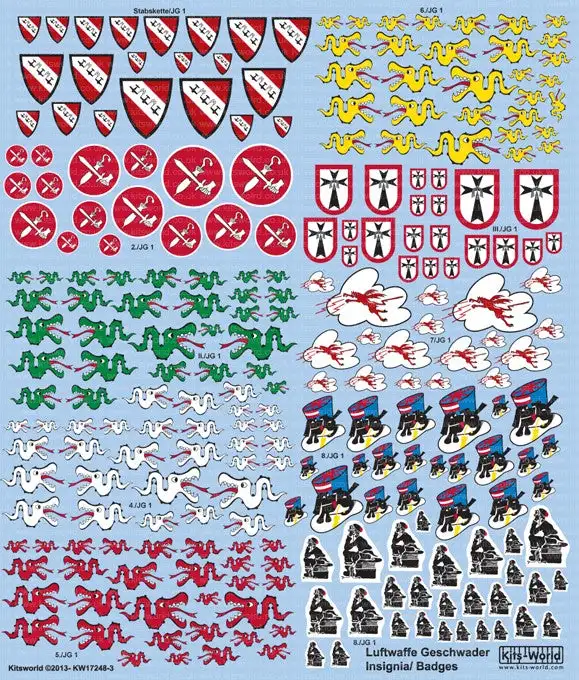 Warbird Decals 172483 Multi-Scale 1/72, 1/48 Luftwaffe Fighter Unit Emblems Pt.2