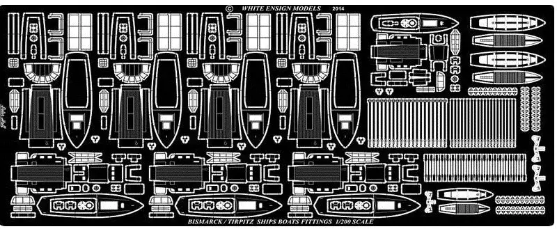 White Ensign Models 2012 1/200 Bismarck, Tirpitz Ships Boat Fittings
