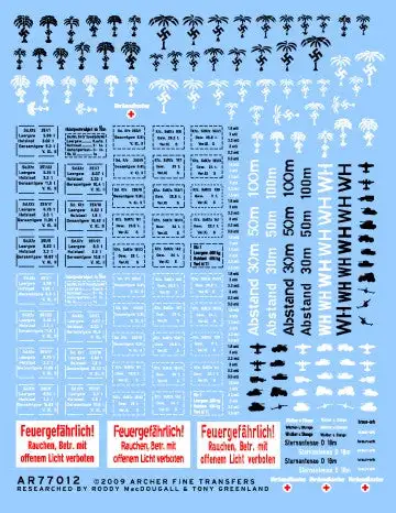 Archer Fine Transfers 77012 Waterslide Decal: 1/35 Assorted WWII German Vehicle Marking Stencils