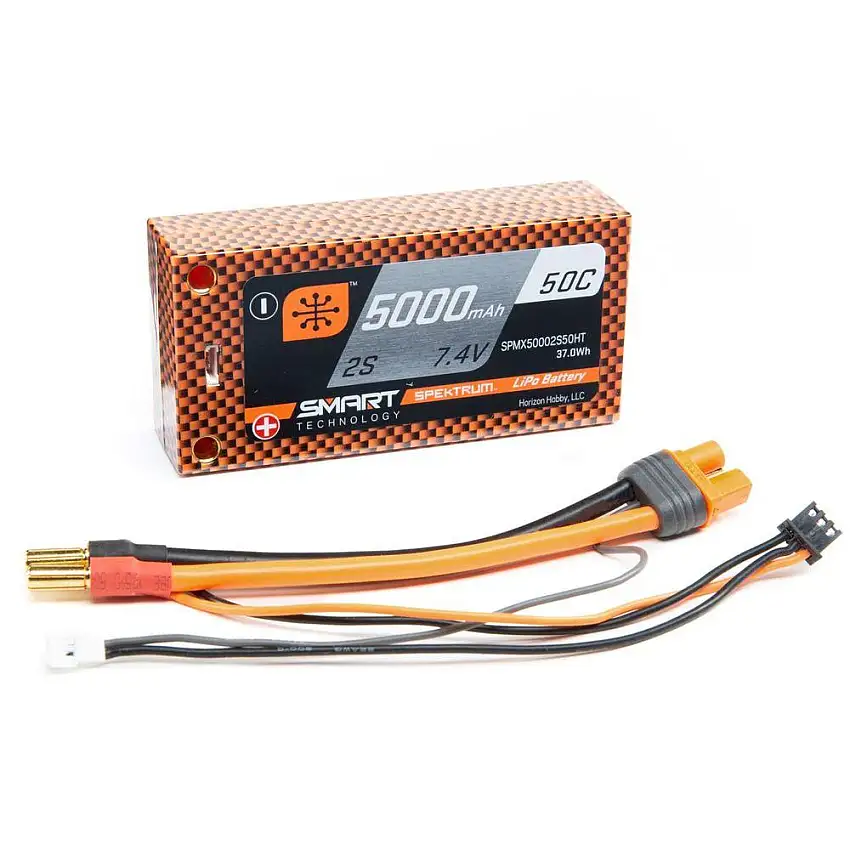 Battery - 7.4V 5000mAh 2S 50C Smart Race Shorty Hardcase LiPo Battery