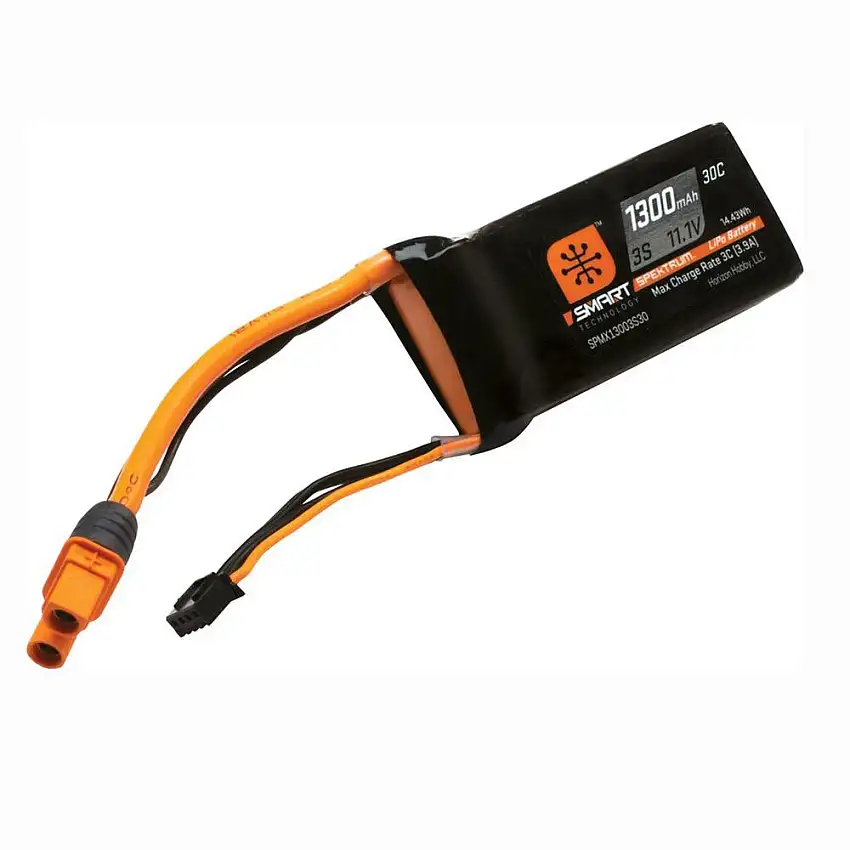Battery - 11.1V 1300mAh 3S 30C Smart LiPo Battery: IC3