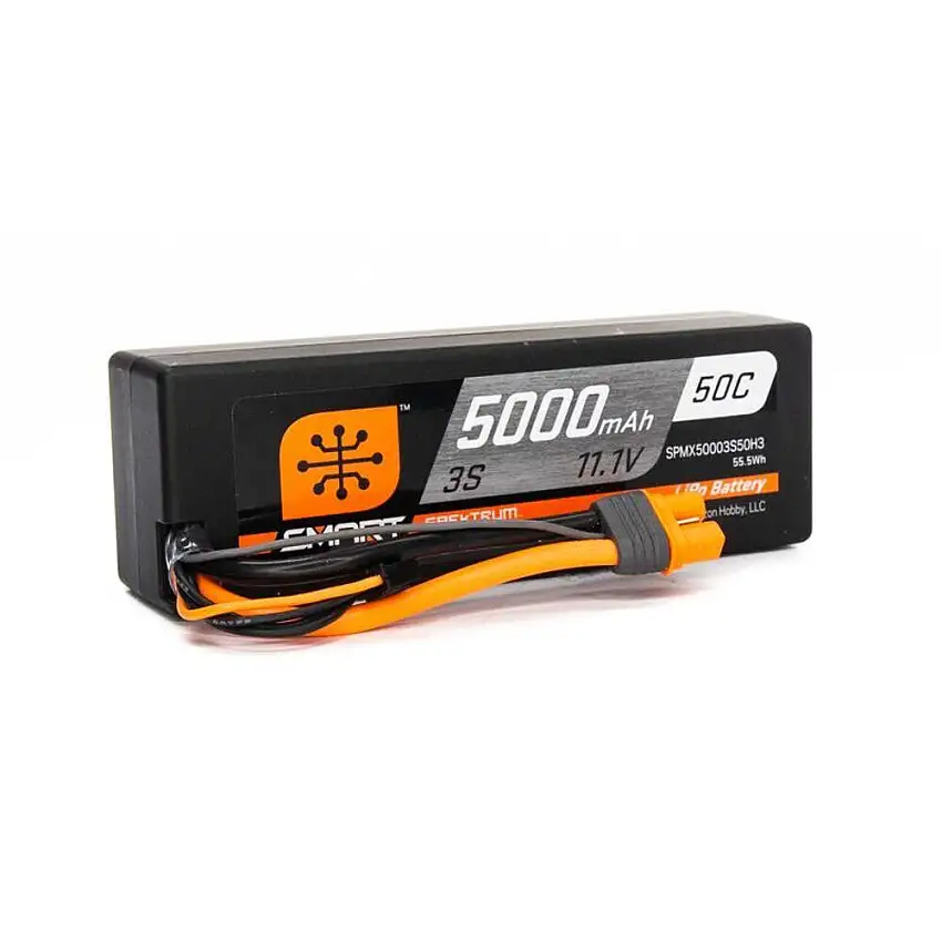 Battery - 11.1V 5000mAh 3S 50C Smart Hardcase LiPo Battery: IC3