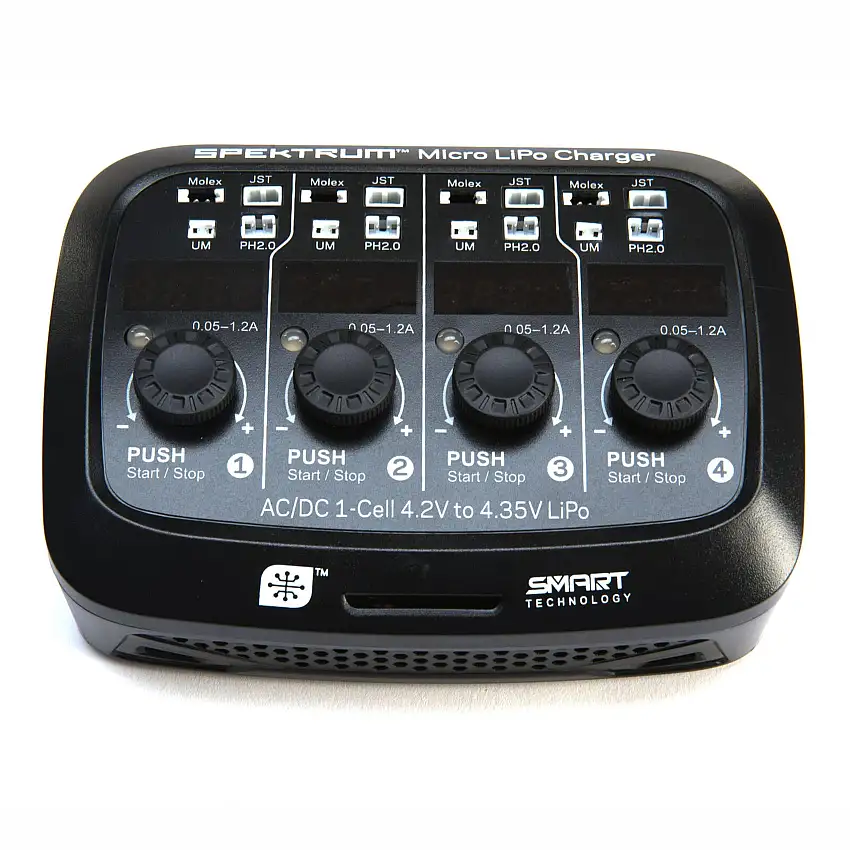 Spektrum S44 Micro 4-Port AC/DC 1S LiPo Smart Charger