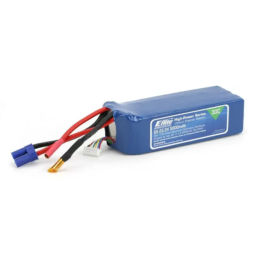 Battery - 5000mAh 6S 22.2V 30C LiPo, 10AWG: EC5