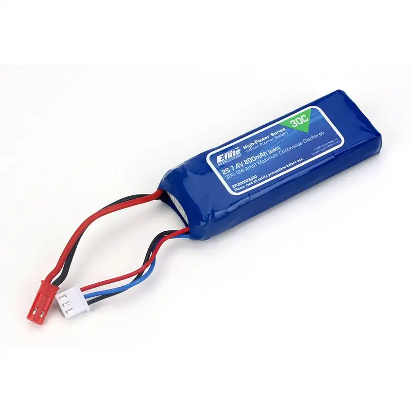 Battery - 800mAh 2S 7.4V 30C LiPo, 18AWG JST - Blade CX