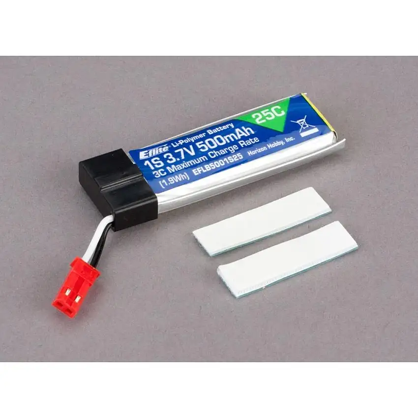 500mAh 1S 3.7V 25C LiPo Battery: JST