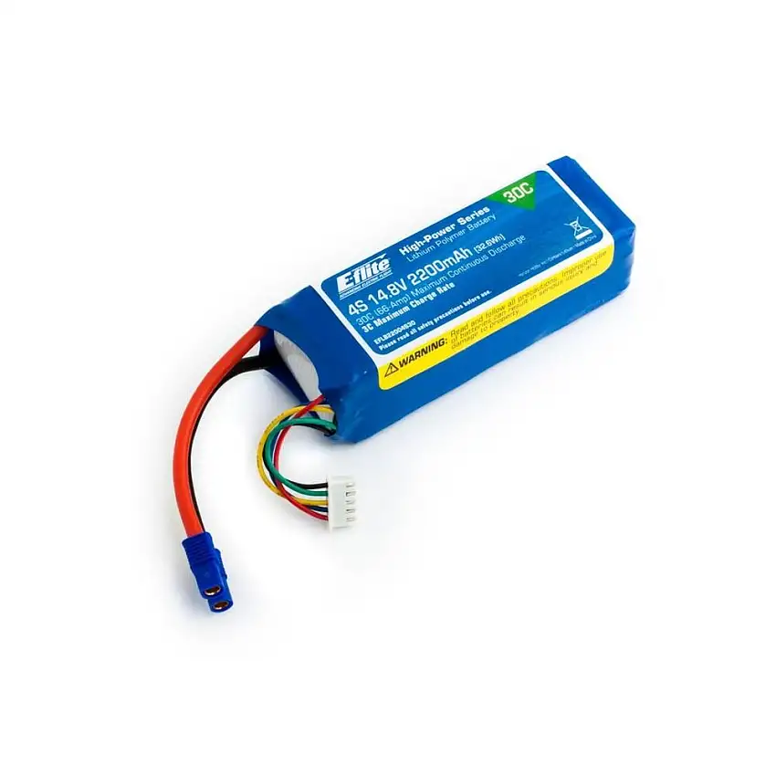 Battery - 2200mAh 4S 14.8V 30C LiPo, 13AWG: EC3