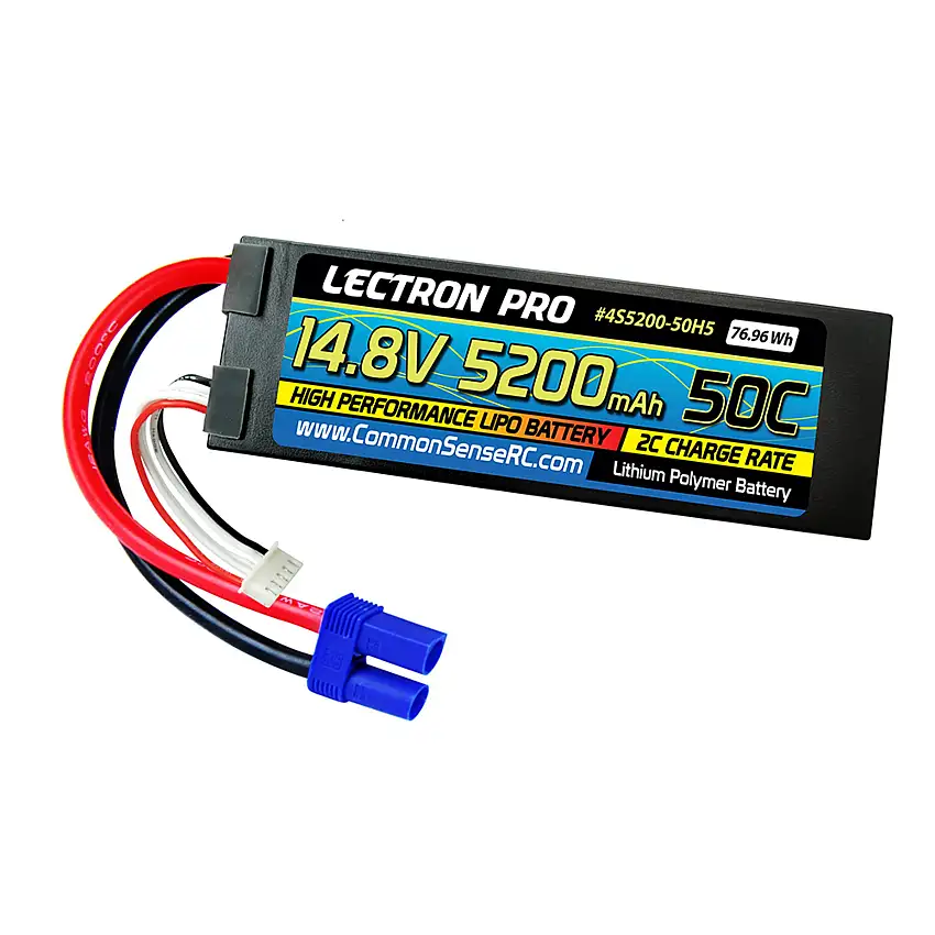 Lectron Pro 14.8v 5200mAh 50C LiPo Battery w/ Hard Case, EC5 Connector