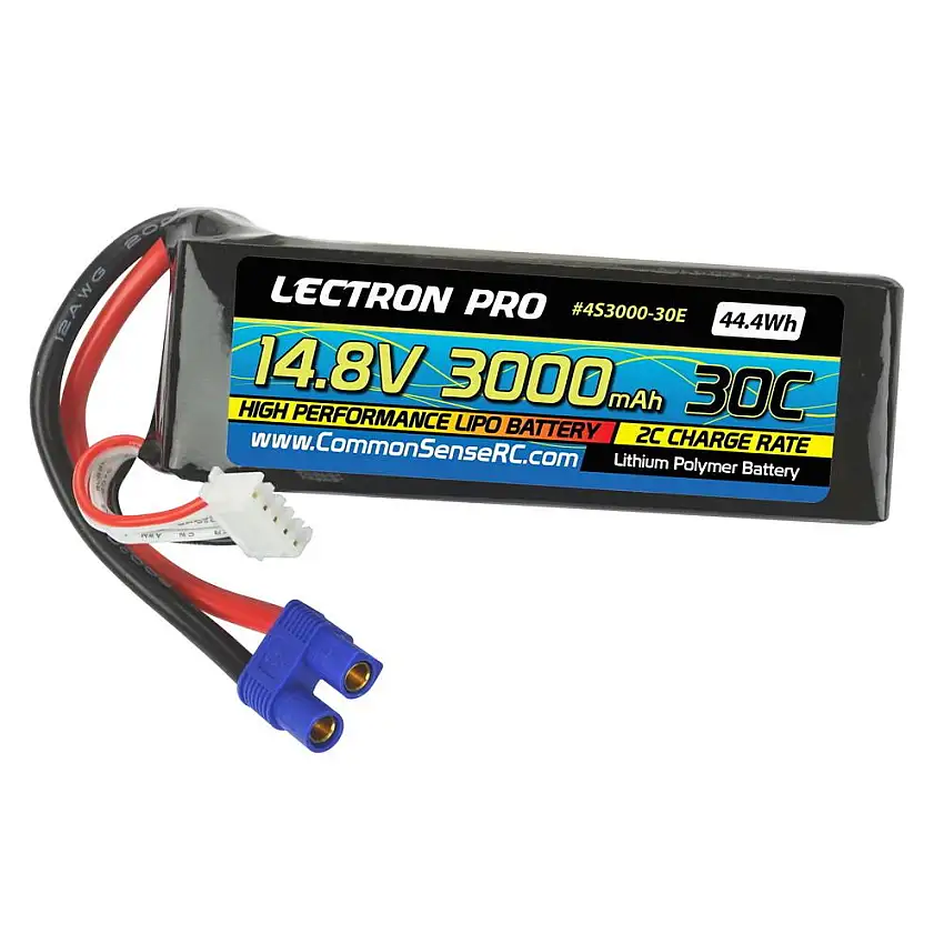 Battery - 14.8V 3000mAh 30C Lipo w/EC3 Conn. for EDF Jets, Quads, etc.