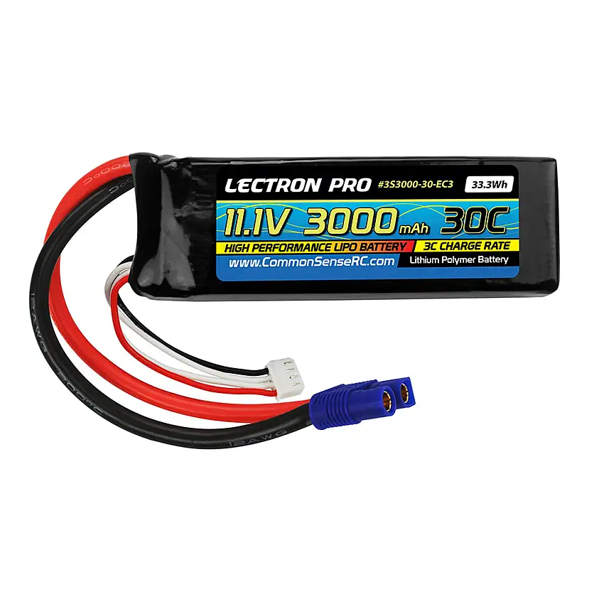Lectron Pro 11.1v 300mAh 30C LiPo Battery w/ EC3 Connector