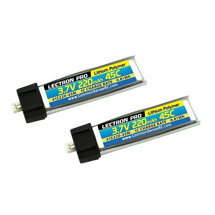 3.7V 220mAh 45C Lipo Battery 2-Pack
