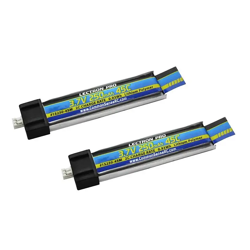 3.7V 250mAh 45C Lipo Battery 2-Pack for Blade IDX FPV & Tiny Whoop