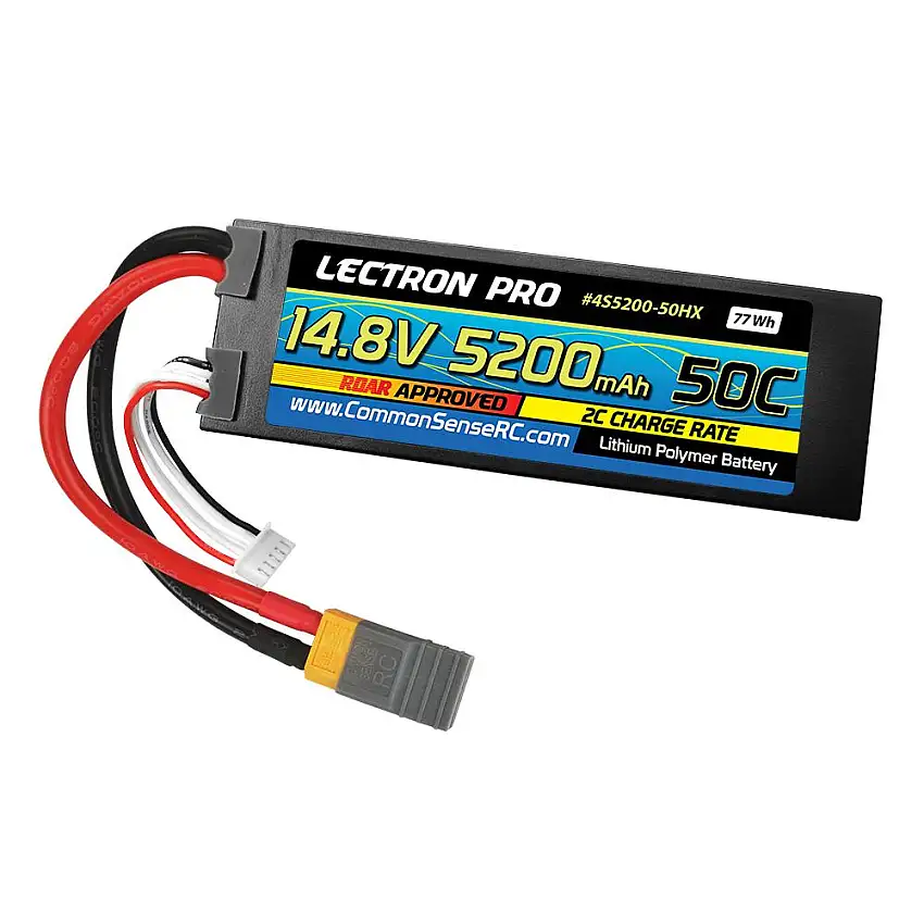 Lectron 14.8V 5200mAh 50C Lipo Hard Case w/ XT60 and CSRC Adapter