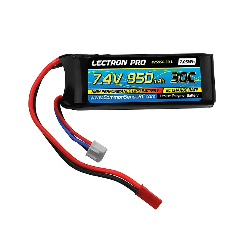 Lectron Pro 7.4v 950mAh 30C LiPo Battery w/ JST Connector