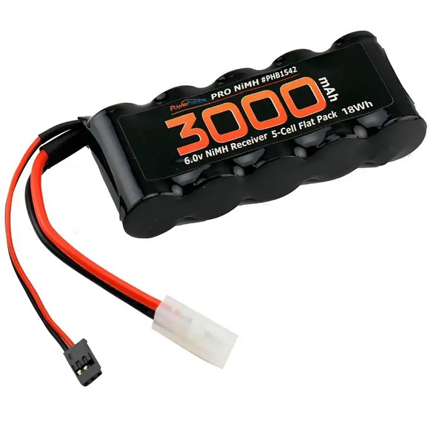 Powerhobby 6v 3000mAh 5-Cell Flat Receiver NiMH Battery (Tamiya)