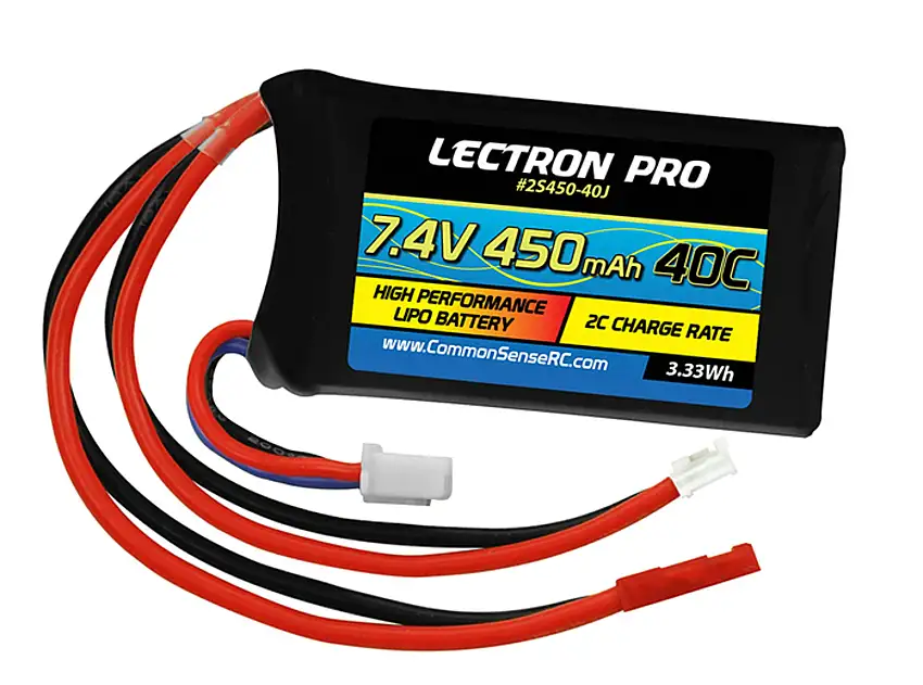Common Sense Lectron Pro 7.4v 450mAh 40C LiPo Batter w/ JST PH for SCX24