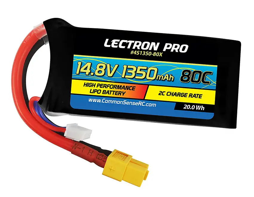 Lectron Pro 14.8v 1350mh 80C LiPo Battery w/ XT60 Connector for FPV Racers