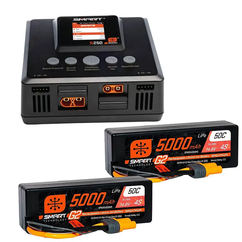 SMART Powerstage 8S Surface Bundle: (2) G2 5000mAh 4S LiPo IC5 & S250 Charger