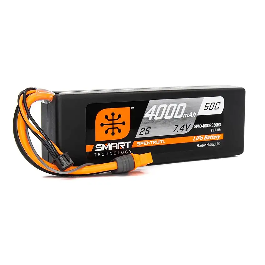 7.4v 4000mAh 2S 50C Smart LiPo Battery, IC3