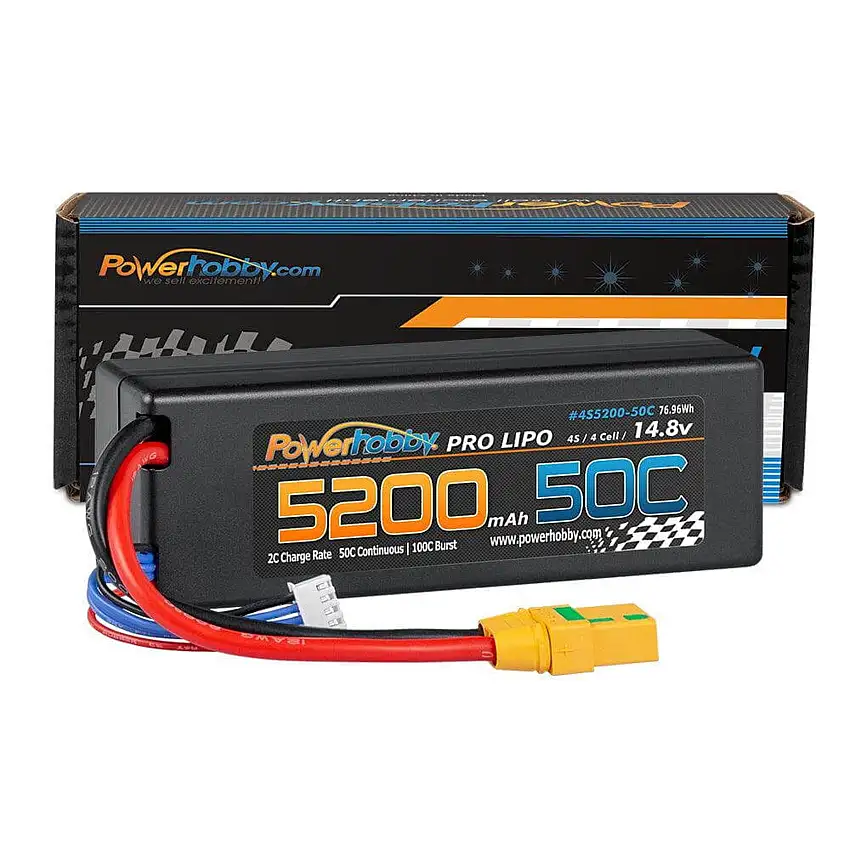 4S 14.8v 5200mAh 50C LiPo Battery w/ XT90 Plug, Hard Case LCG