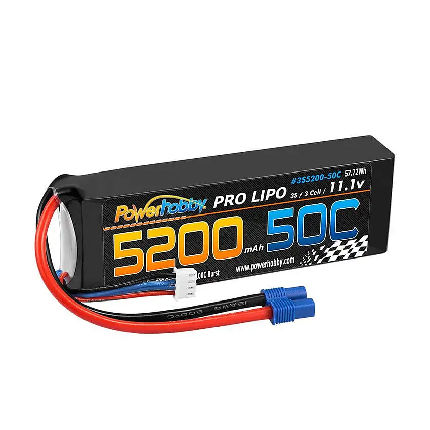 3S 11.1V 5200mAh 50C LiPo Battery w/ EC3 Plug 3-Cell