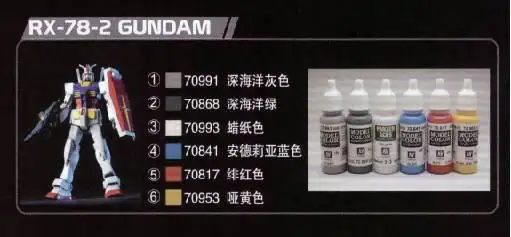Valejo Paint Set Gundam 1/144 RX-78-2 Set of 6