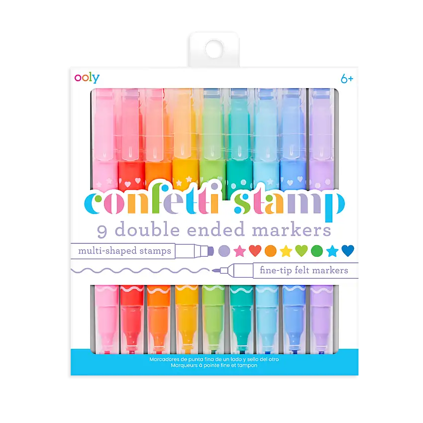 Confetti Stamp Double-Ended Markers - Set of 9