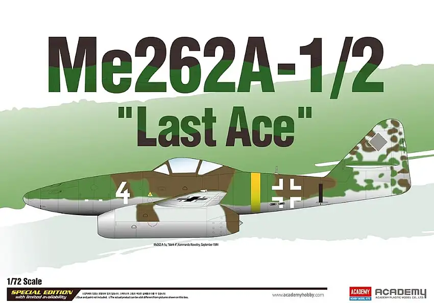 Academy 12542 1/72 Me262A1/2 Last Ace Fighter/Bomber (Special Edition)