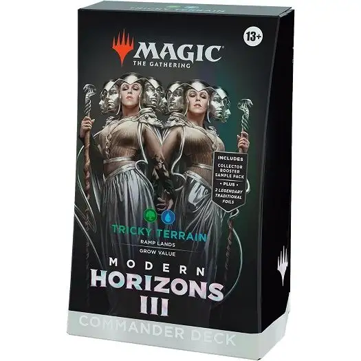 Magic: The Gathering Modern Horizons 3 Tricky Terrain Commander Deck (100-Card Deck, 2-Card Collector Booster Sample Pack + Accessories)