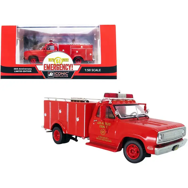 1974 Dodge 300 Rescue Squad 51 "Los Angeles County Fire Department" LA County FD (LACFD) "50th Anniversary Limited Edition" (1972-2022) 1/50 Diecast Model by Iconic Replicas