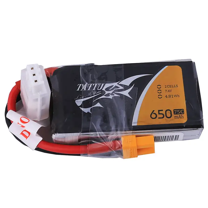 Tattu 2S1P 75C 7.4V 650mAh Lipo with XT30