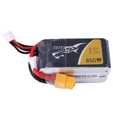 Tattu 850mAh 4s 75C 14.8V Lipo Battery Pack with XT60 Plug