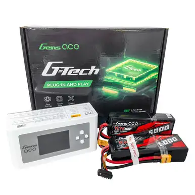 Gens ace 5000mAh 3S 60C 11.1V G-Tech Lipo Battery Pack With XT60 Plug*2 + iMars D300 G-Tech Channel AC/DC 300W/700W RC Battery Charger-US White*1 - Charger Combo