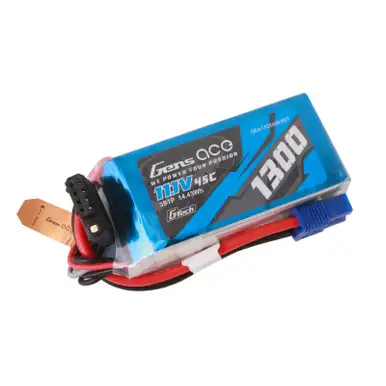 Gens ace 1300mAh 3S 45C 11.1V G-Tech Lipo Battery Pack with EC3 Plug for RC Plane