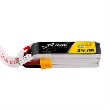 Tattu 450mAh 3s 95C 11.4V HV Lipo Battery Pack with XT30 Plug - Long Pack