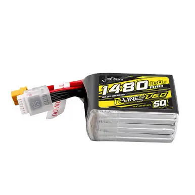 Tattu R-Line Version 6.0 1480mAh 160C 6S 22.2V SQ Lipo Battery Pack with XT60 Plug