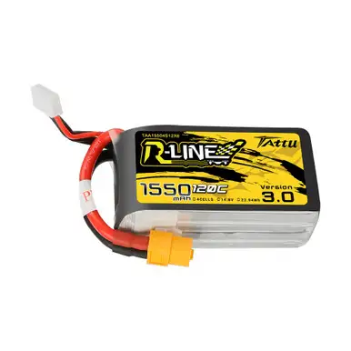Tattu 1550mAh 4S 120C 14.8V R-Line Version 3.0 Lipo Battery Pack with XT60 Plug
