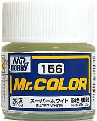 GUNZE MR HOBBY COLOR LACQUER C156 SUPER WHITE IV MODEL KIT PAINT 10ml
