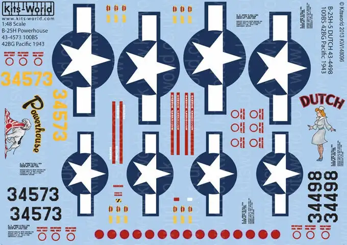 Warbird Decals Kits World 148096 1/48 B25H Powerhouse, Dutch