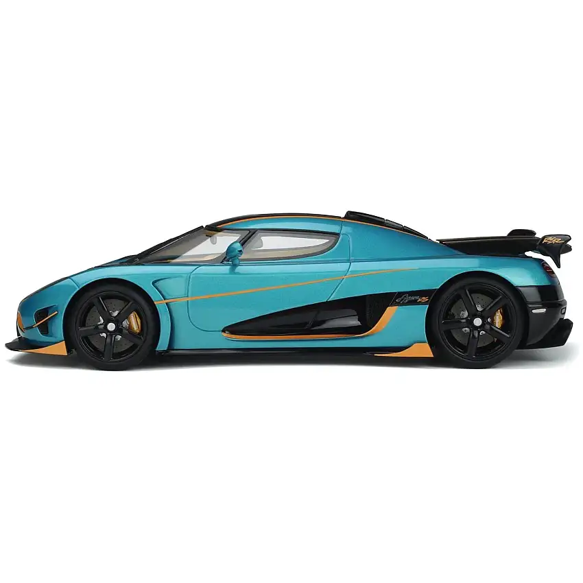 2016 Koenigsegg Agera RSR Blue Metallic and Black with Orange Stripes 1/18 Model Car by GT Spirit