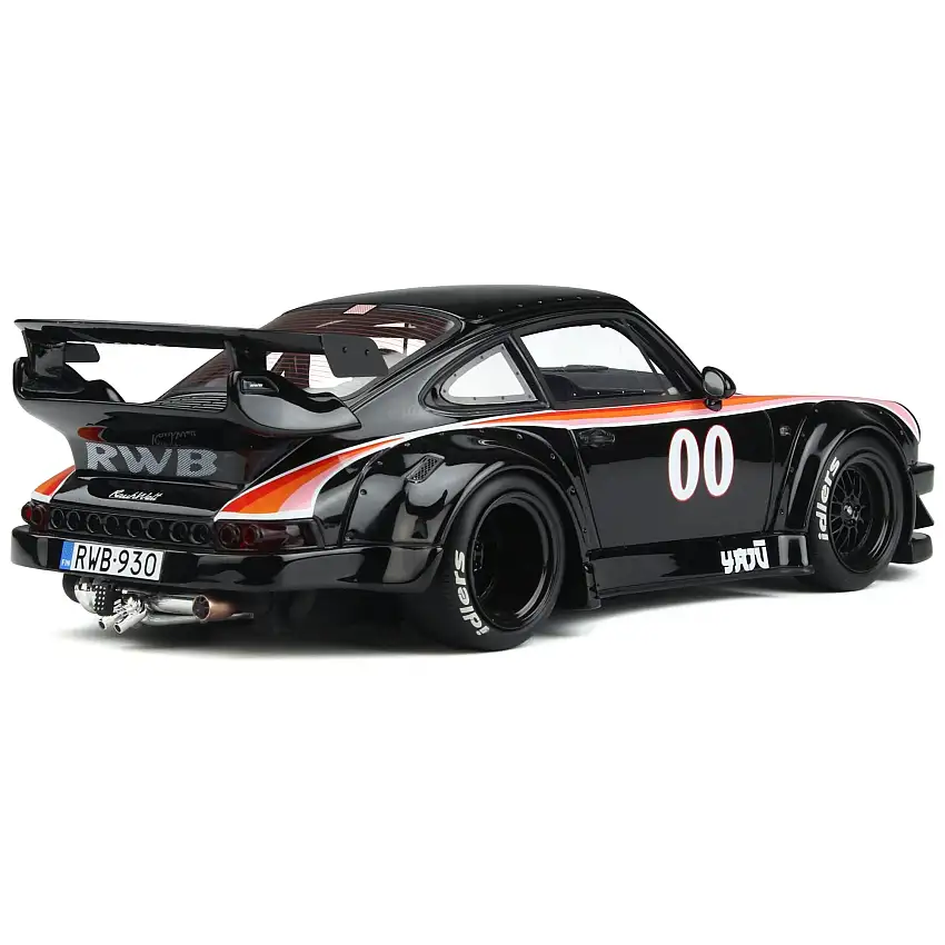 2019 Porsche 930 RWB Bodykit #00 "Yaju" Black with Stripes 1/18 Model Car by GT Spirit