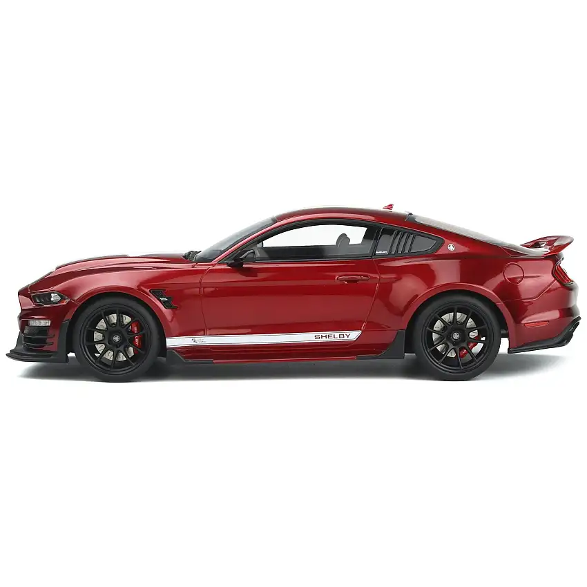 2021 Shelby Super Snake Coupe Red Metallic with White Stripes 1/18 Model Car by GT Spirit