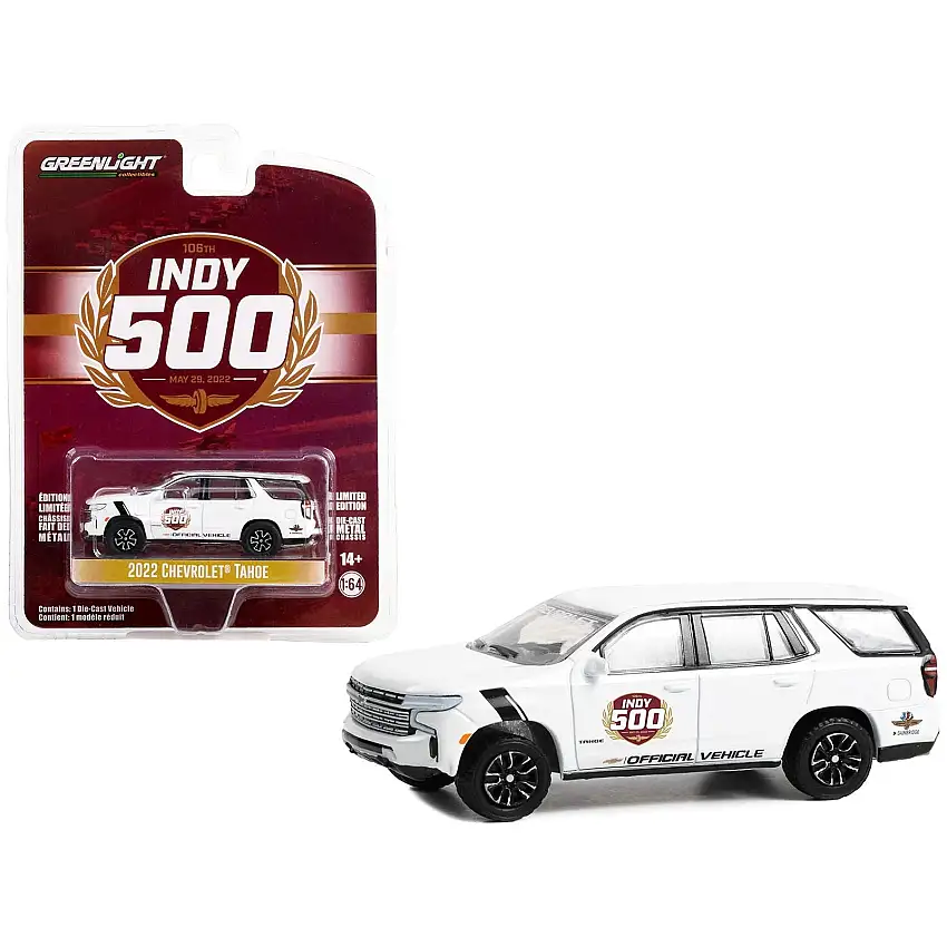 2022 Chevrolet Tahoe White "106th Running of the Indianapolis 500 Official Vehicle" (2022) "Anniversary Collection" Series 15 1/64 Diecast Model Car by Greenlight