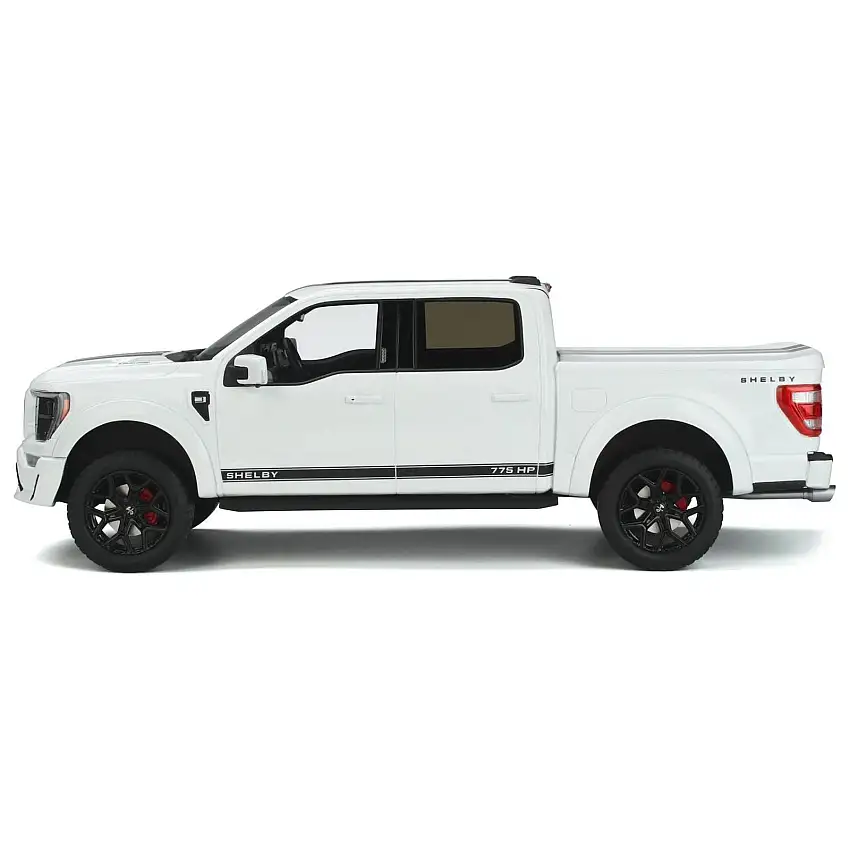 2022 Ford Shelby F-150 Pickup Truck White with Black Stripes 1/18 Model Car by GT Spirit