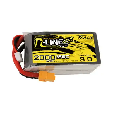 Tattu 2000mAh 4S 120C 14.8V R-Line Version 3.0 Lipo Battery Pack with XT60 Plug