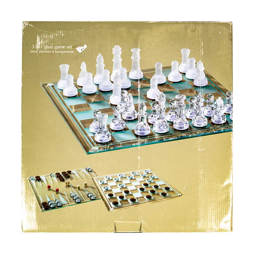 3-in-1 Glass Game Set - Chess, Checkers, and Backgammon