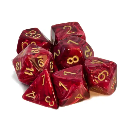 Chessex Dice Set: Vortex Burgundy w/Gold (7)
