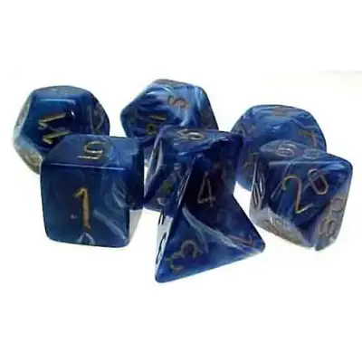 Chessex Dice Set: Vortex Blue w/Gold (7)