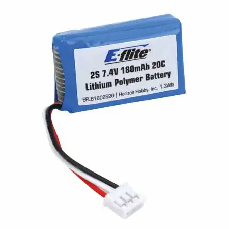 Battery - 180mAh 2S 7.4V 20C LiPo, 26AWG EFLB1802S20